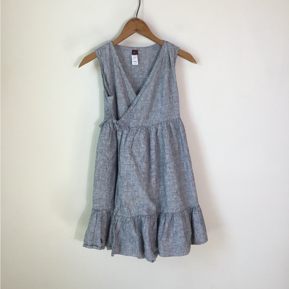 Tea Collection Other - Tea Collection Linen Cotton Blend Gray and White Stripe Wrap Dress